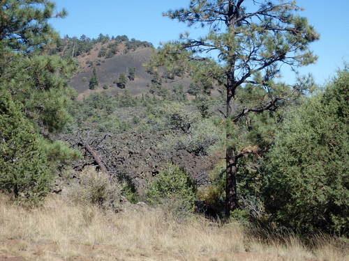GDMBR: Old lava pileup and blocking hill on the right side.